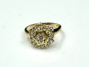 Fabulous Vintage 14k Yellow Gold Multi Stone Diamond Ring
