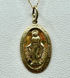 Virgin Mary 14k Yellow Gold Charm/Pendant & 10k Yellow Gold Chain