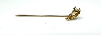 10k Yellow Gold Lobster Claw Seed Pearl Stick Pin