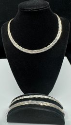 Collection Of Sterling Silver Braided Bracelets & Necklace - Italy