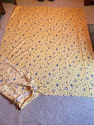 Set Of 2 Poupees Yolande Yellow Printed Tablecloths Made In France