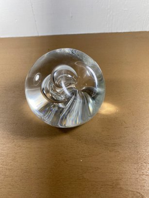 Clear Glass Paperweight Pen Holder