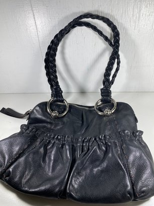 Women's B Makowsky Black Leather Handbag Purse