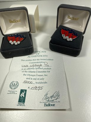 Lot Of 2 Balfour USA With Eagle Pins 2 Out Of 5,000 Certificate Of Authenticity