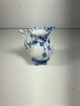 3' Royal Copenhagen Fluted Blue And White Lace Creamer