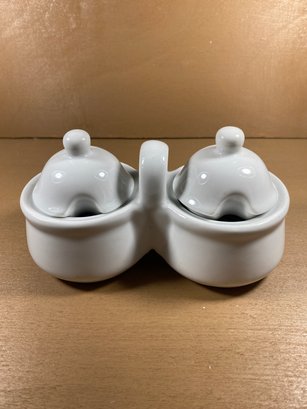 Houston Harvest Double Lidded Condiment Serving Bowls With Handle