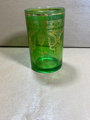 3.75' Votive Candle Holder Green And Gold Tone