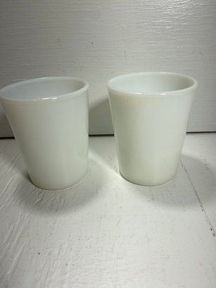 Set Of 2 Milk Glass Cups
