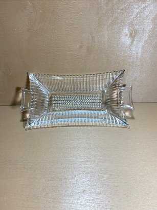 Clear Glass Hobnail Butter Tray Dish