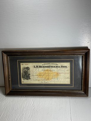 Antique 1872 Montana Bank Note In Wooden Frame