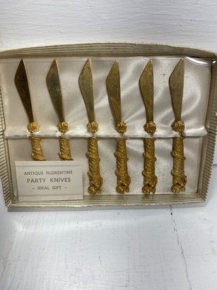 New Set Of 6 Antique Florentine Mini  Party Knives