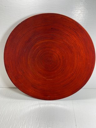 13.75' Made In Vietnam Wooden Glazed Serving Platter Plate