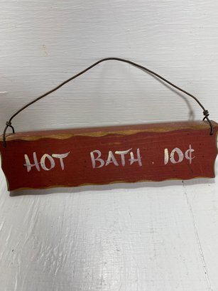 Rustic Wooden ' Hot Bathes' Hanging Sign