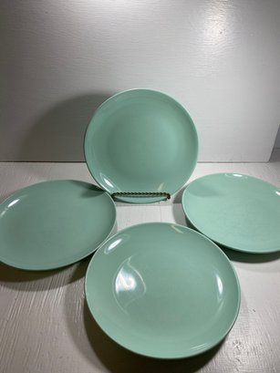 Set Of 4 Project 62 Stoneware Teal Colored Dinner Plates 10.25'