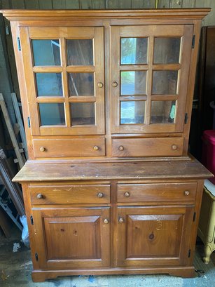 Small 2 Piece Pine Wooden Hutch