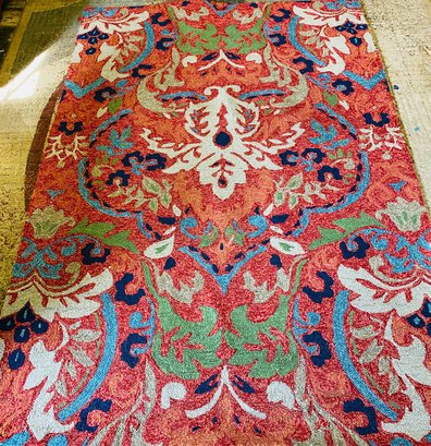 Maroon Multi Colored Accent Area Rug Made In India