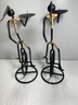 Set Of 2 Tribal People On Unicycles Candle Holders
