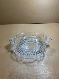 Clear Cut Glass Diamond Cut Candy Trinket Bowl