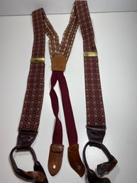 Cole- Haan Maroon Multi Colored Adjustable Suspenders