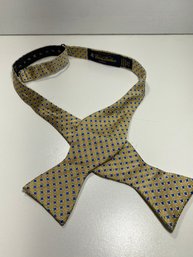 Brooks Brothers Yellow And Blue All Silk Multi Colored Adjustable Bow Tie