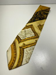 Men's Gianni Versace Yellow And Black All Silk Neck Tie