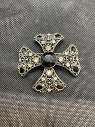 Florenza Silver Tone Flower Brooch