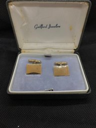 Ballou Overlay Gold Tone Cuff Links With Box