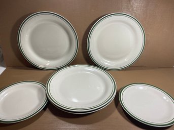 Set Of 6 Gibson Green Striped Plate Dishwear Set