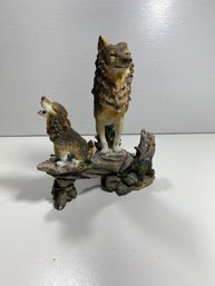 Mom And Pup On Rock Resin Table Top Decor Figure