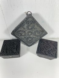 Set Of 3 Carved Wall Hangings Made In Nepul