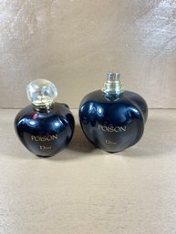 Lot Of 2  Christian Dior Poison Perfume Partial Bottles 1.7 Oz & 3.4 Oz