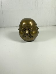 4 Face Man Brass Paperweight Figure Statue