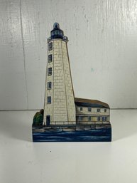 7.5' Wooden Lynde Point Old Saybrook CT Lighthouse Decor Trinket