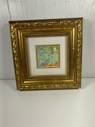 Flower Print In Gold Tone Frame