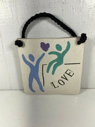 Ceramic Tile ' Love' Wall Hanging Marked R.R