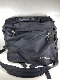 LL Bean Black 8 Compartment Backpack Travel Laptop Messenger Bag