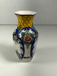 Hand Painted Artist Signed Made In Portugal Floral Bud Vase