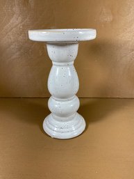 Cream Colored Speckled Pillar Candle Holder