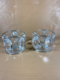 Set Of 2 Crystal Prism Candle Holders