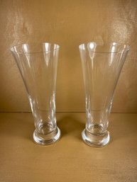 Set Of 2 Luigi Bromidi 15.25 Oz Lead Free Blown Crystal Beer Glasses