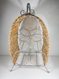 Wicker Wine Storage Holder With Handle