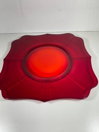 11.5' Ruby Red Glass Candle Plate