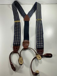 Men's CAS Germany Blue Checkered Adjustable Suspenders