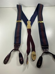 Men's Martin Dingman Blue And Red Striped Adjustable Suspenders