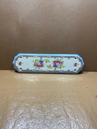 BLD Floral And Gold Tone Porcelain Door Push Plate Cover