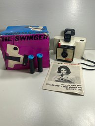 Vintage Untested Polaroid Model 20 Swinger Land Camera With Original Box And Manual