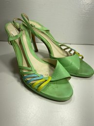 Women's Banana Republic Green Leather Strappy Heels Size 11