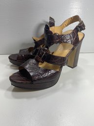 Women's Nine West Brown Strappy Sandal Heels Size 11M