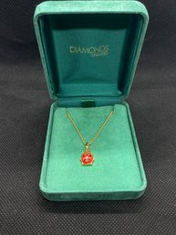 Women's/ Girl's 14KT Gold Ladybug Necklace With Case
