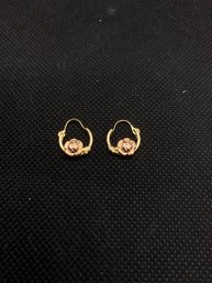 Women's Gold And Rose Gold Flower Earrings